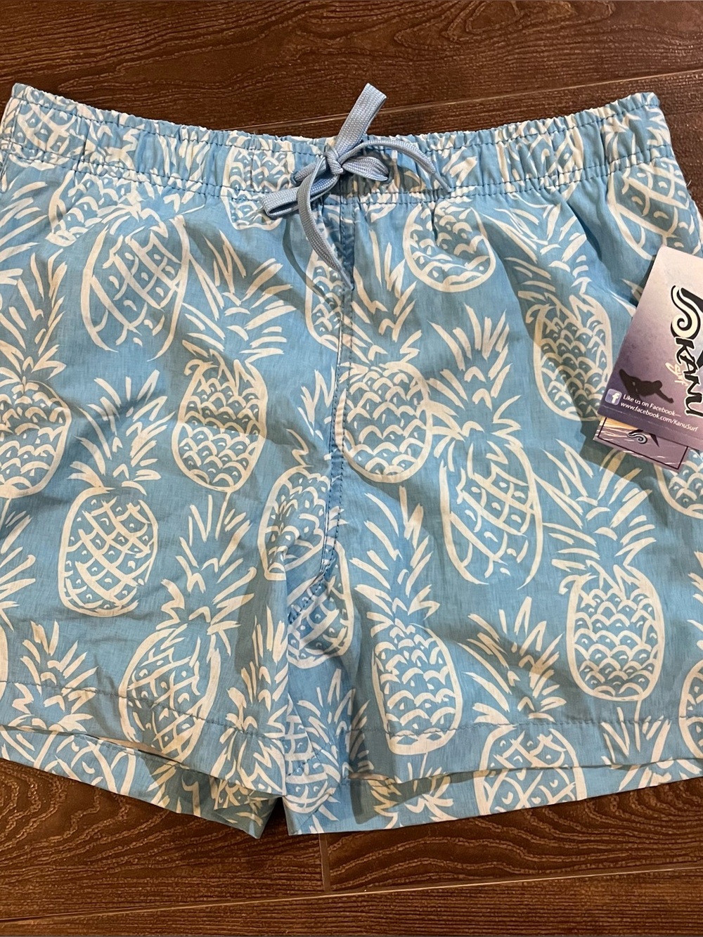 Kanu Surf Light Blue and White Pineapple Print Swim Trunks